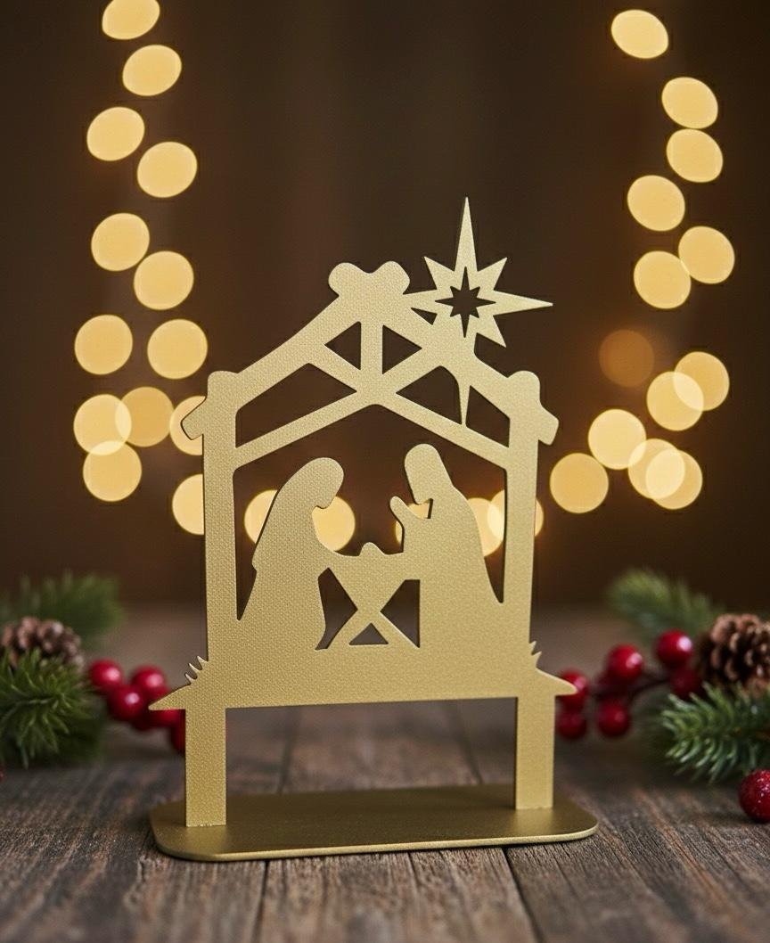 Gold Nativity Scene Silhouette