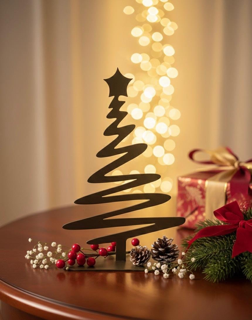 Wavy Black Christmas Tree Decor