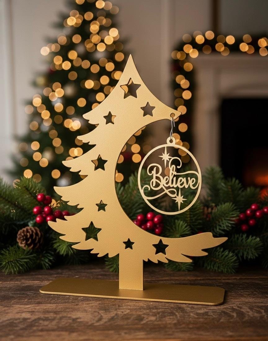 Gold Tree with Believe Ornament